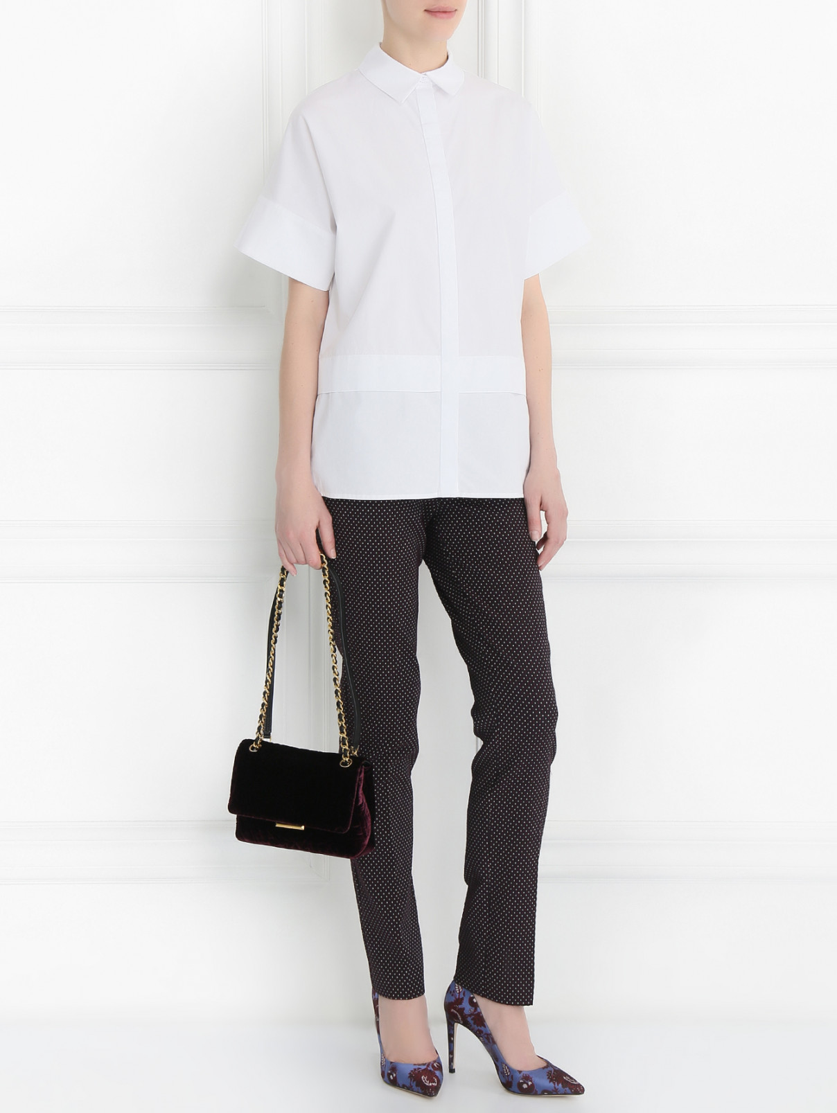 Рубашка из хлопка Alice+Olivia  –  Модель Общий вид  – Цвет:  Белый