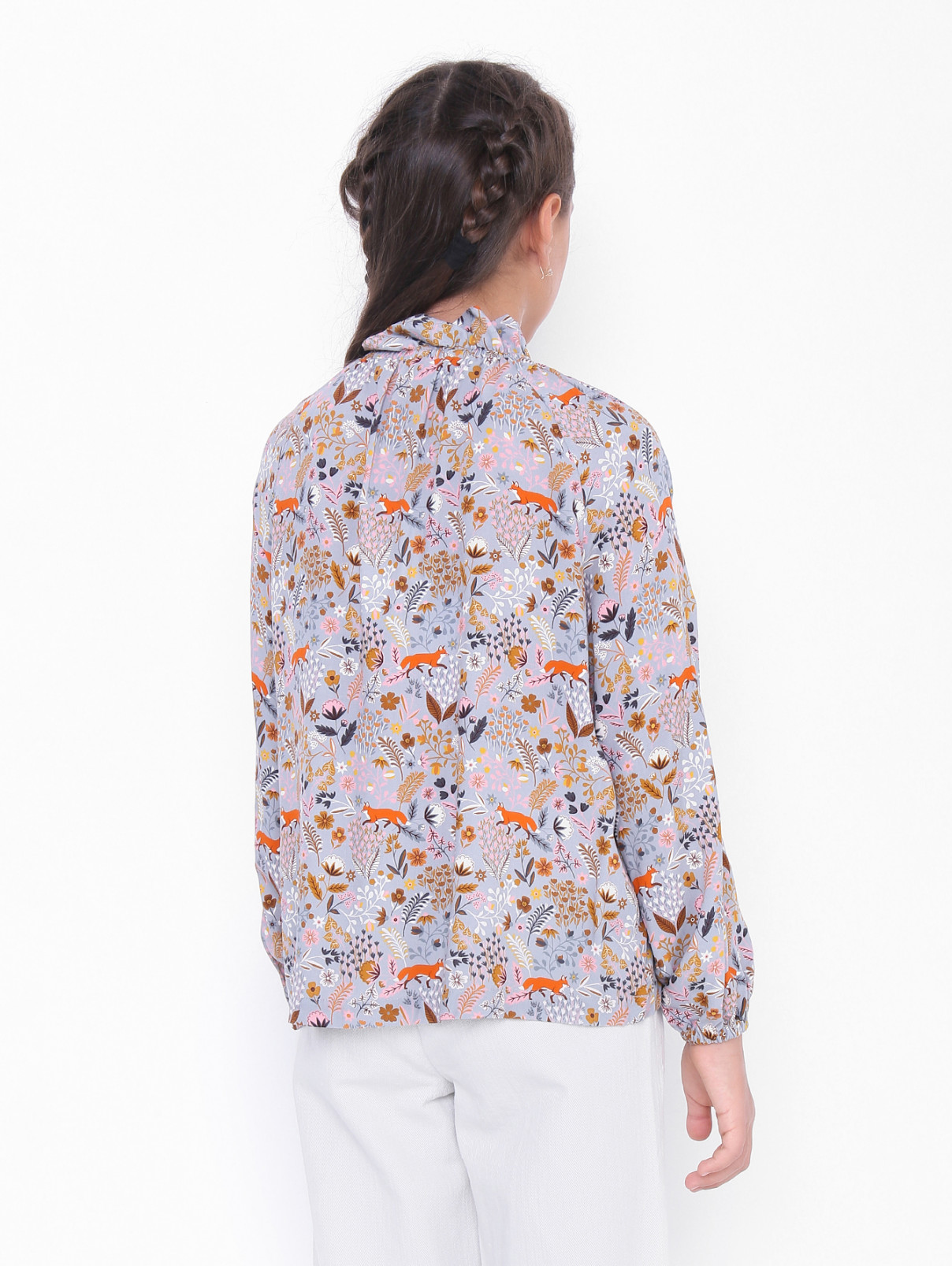 Блуза из вискозы с рукавом-реглан Il Gufo  –  МодельВерхНиз1  – Цвет:  Узор