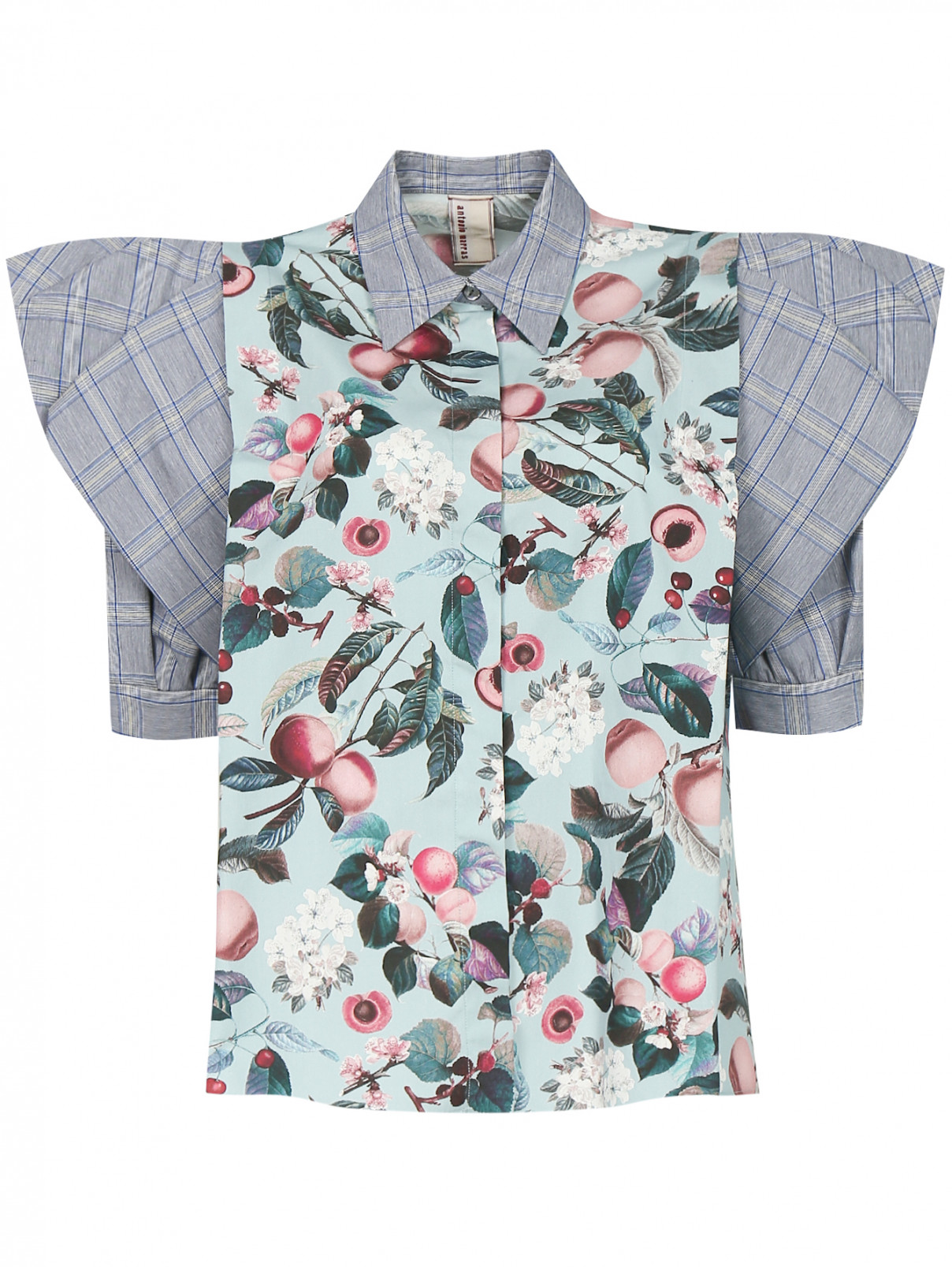 Блуза из хлопка с узором и контрастной отделкой Antonio Marras  –  Общий вид  – Цвет:  Узор