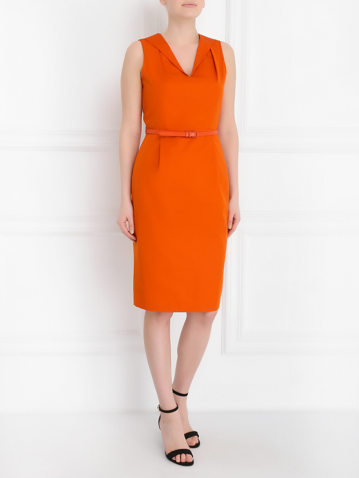 Платье-футляр из хлопка Max Mara  –  Модель Общий вид  – Цвет:  Оранжевый