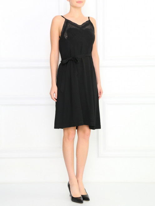 Платье-комбинация с запахом  декорированное кружевом  Jean Paul Gaultier - Модель Общий вид