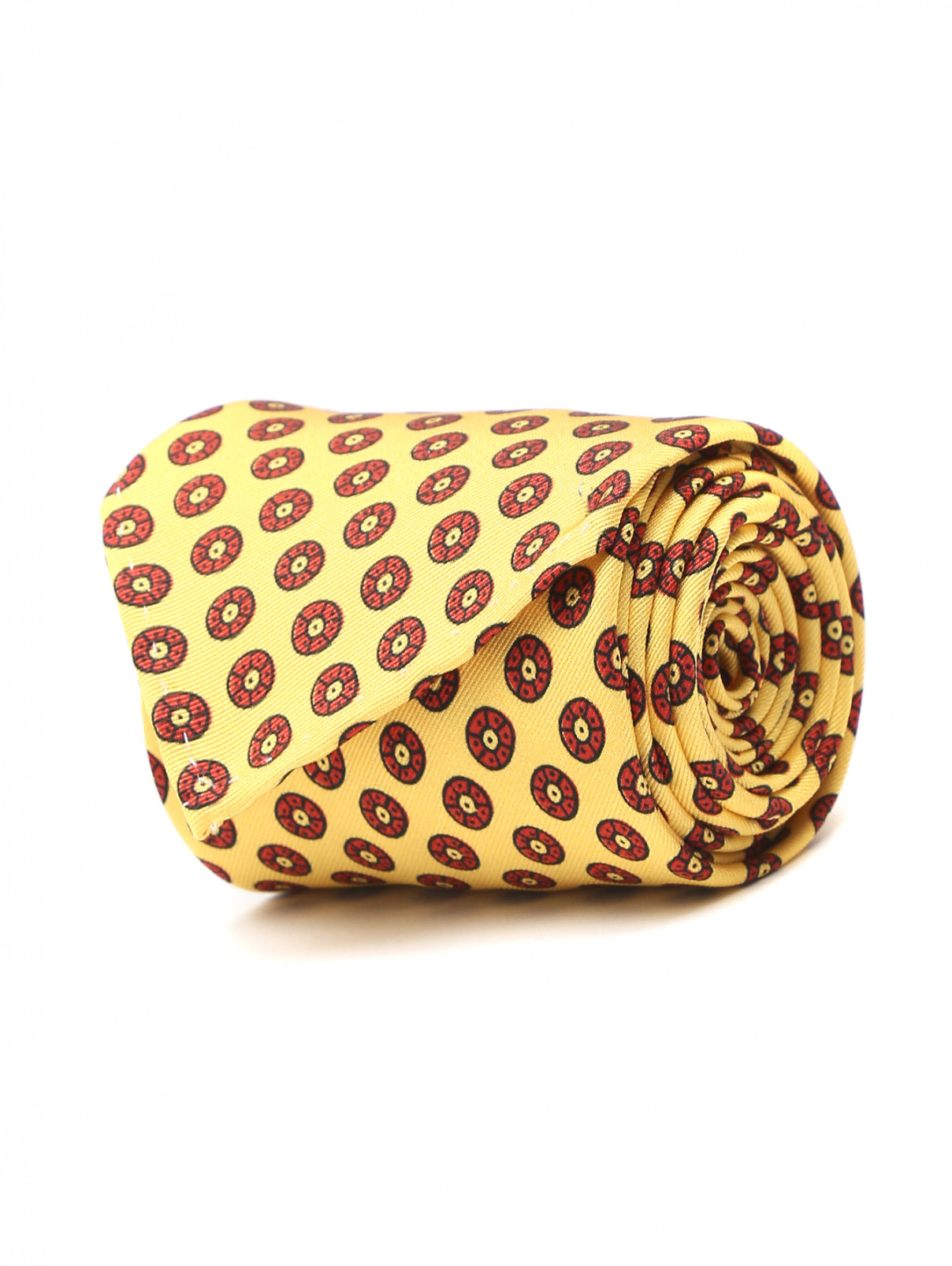 Галстук из шелка с узором LARDINI  –  Общий вид  – Цвет:  Желтый