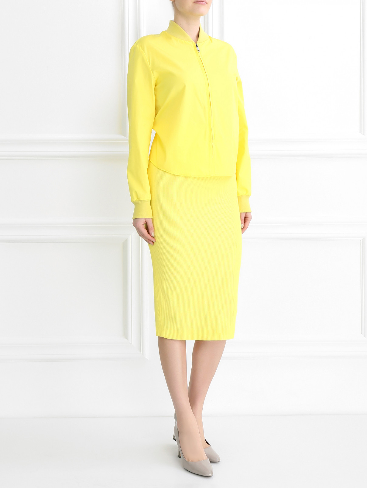 Платье-футляр из хлопка и вискозы Max Mara  –  Модель Общий вид  – Цвет:  Желтый