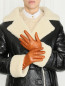 Перчатки из гладкой кожи с логотипом Moschino  –  МодельОбщийВид