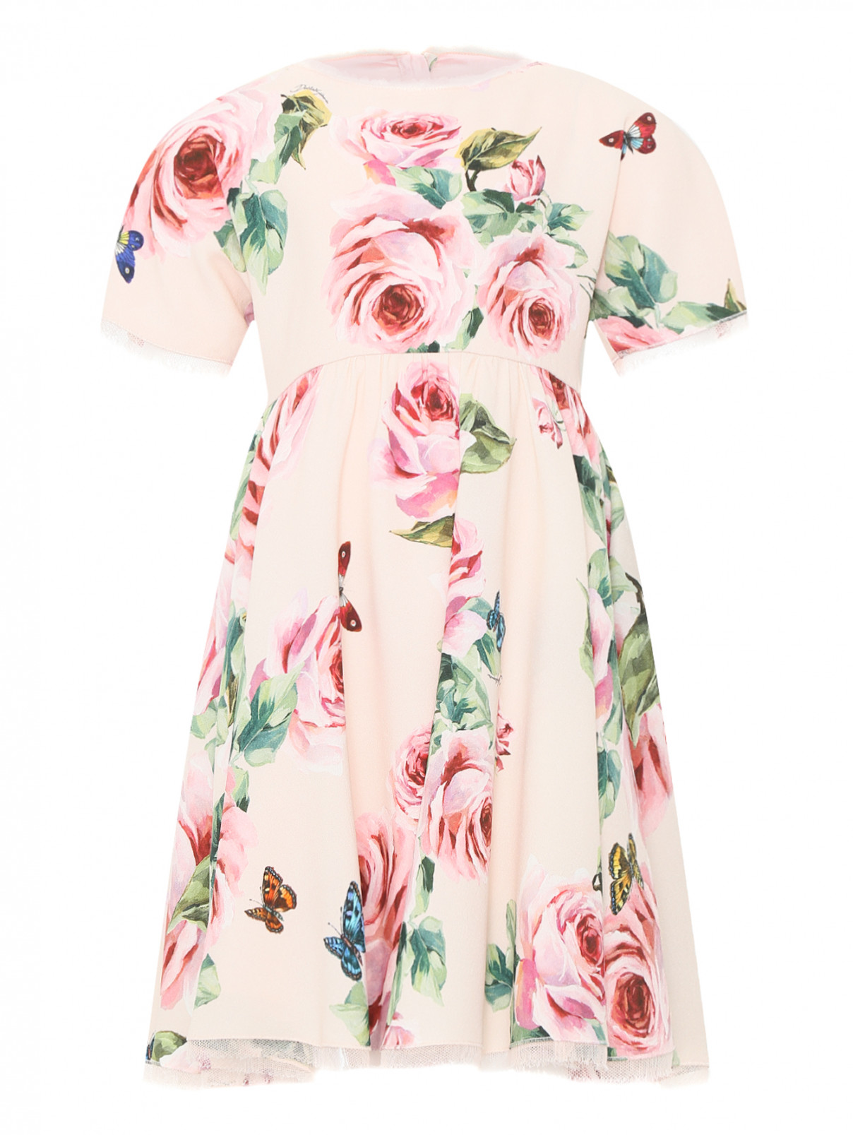 Платье с цветочный узором Dolce & Gabbana  –  Общий вид  – Цвет:  Розовый