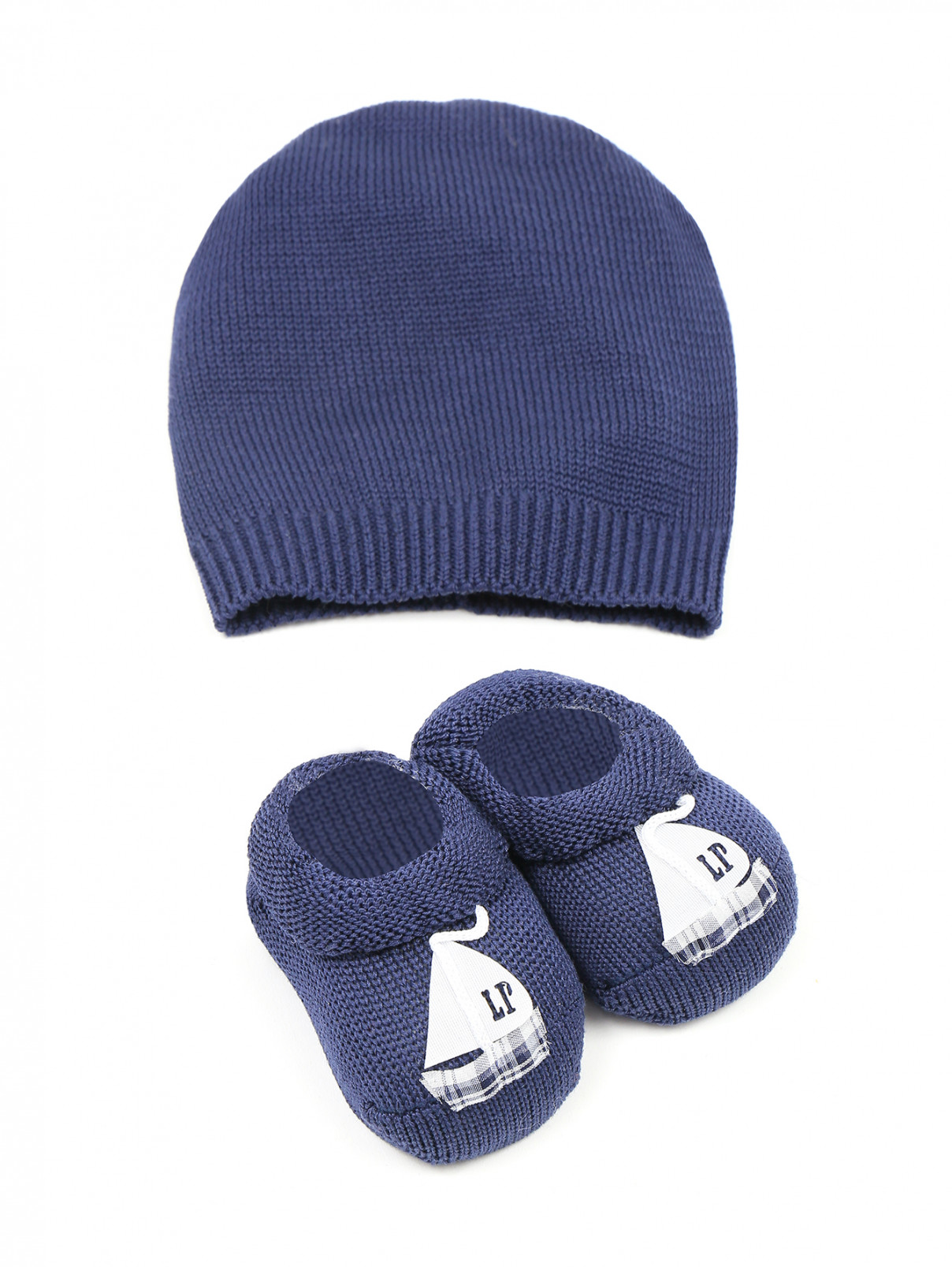 Комплект: носки и шапочка из хлопка La Perla  –  Общий вид  – Цвет:  Синий