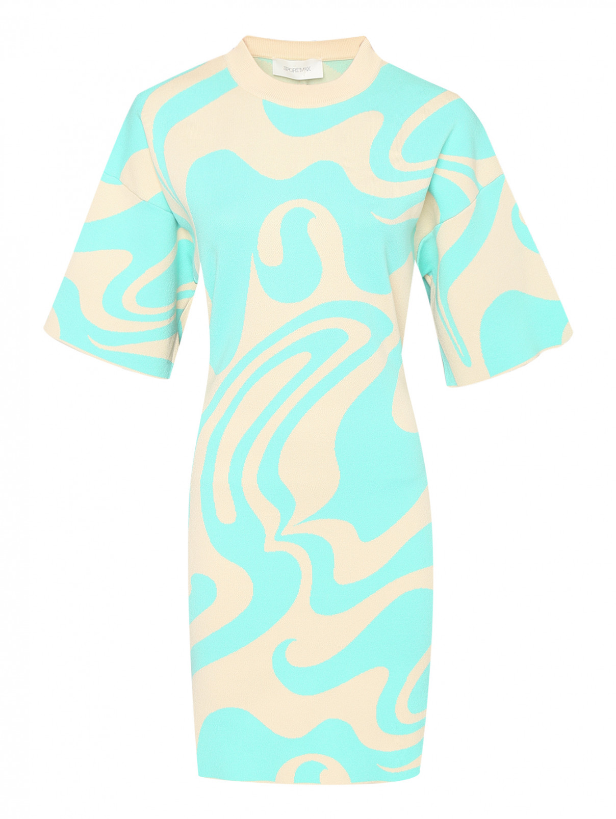 Трикотажное платье с узором Sportmax  –  Общий вид  – Цвет:  Бежевый