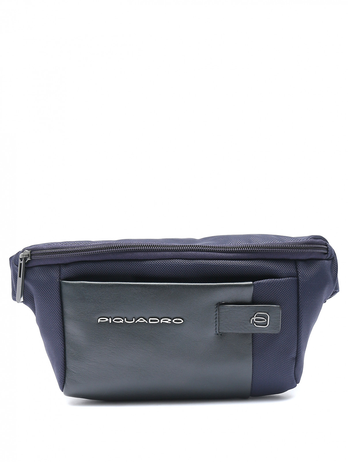Поясная сумка с логотипом Piquadro  –  Общий вид  – Цвет:  Синий