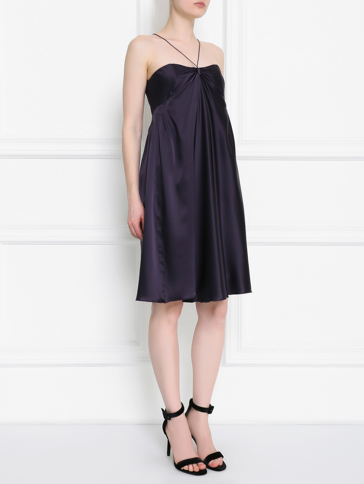 Платье-мини из шелка Emporio Armani  –  Модель Общий вид  – Цвет:  Фиолетовый