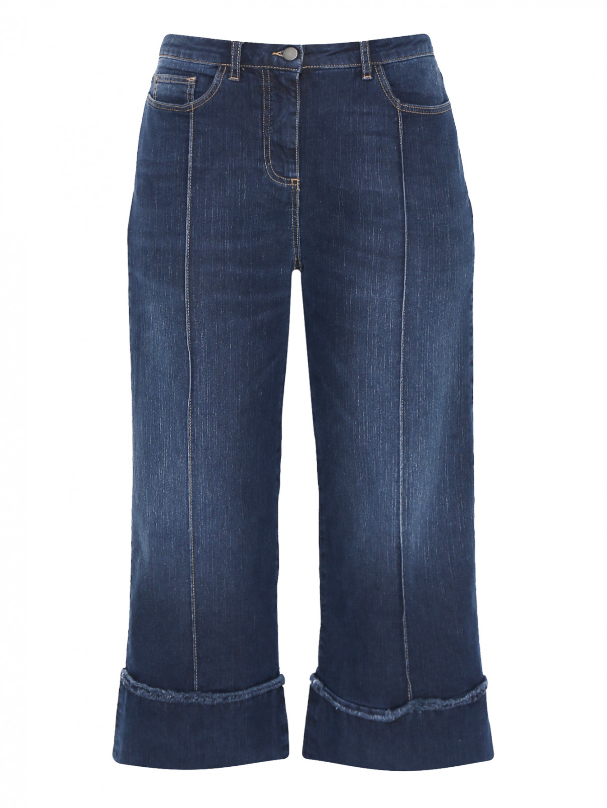 Укороченные джинсы с декоративными отворотами Persona by Marina Rinaldi  –  Общий вид  – Цвет:  Синий