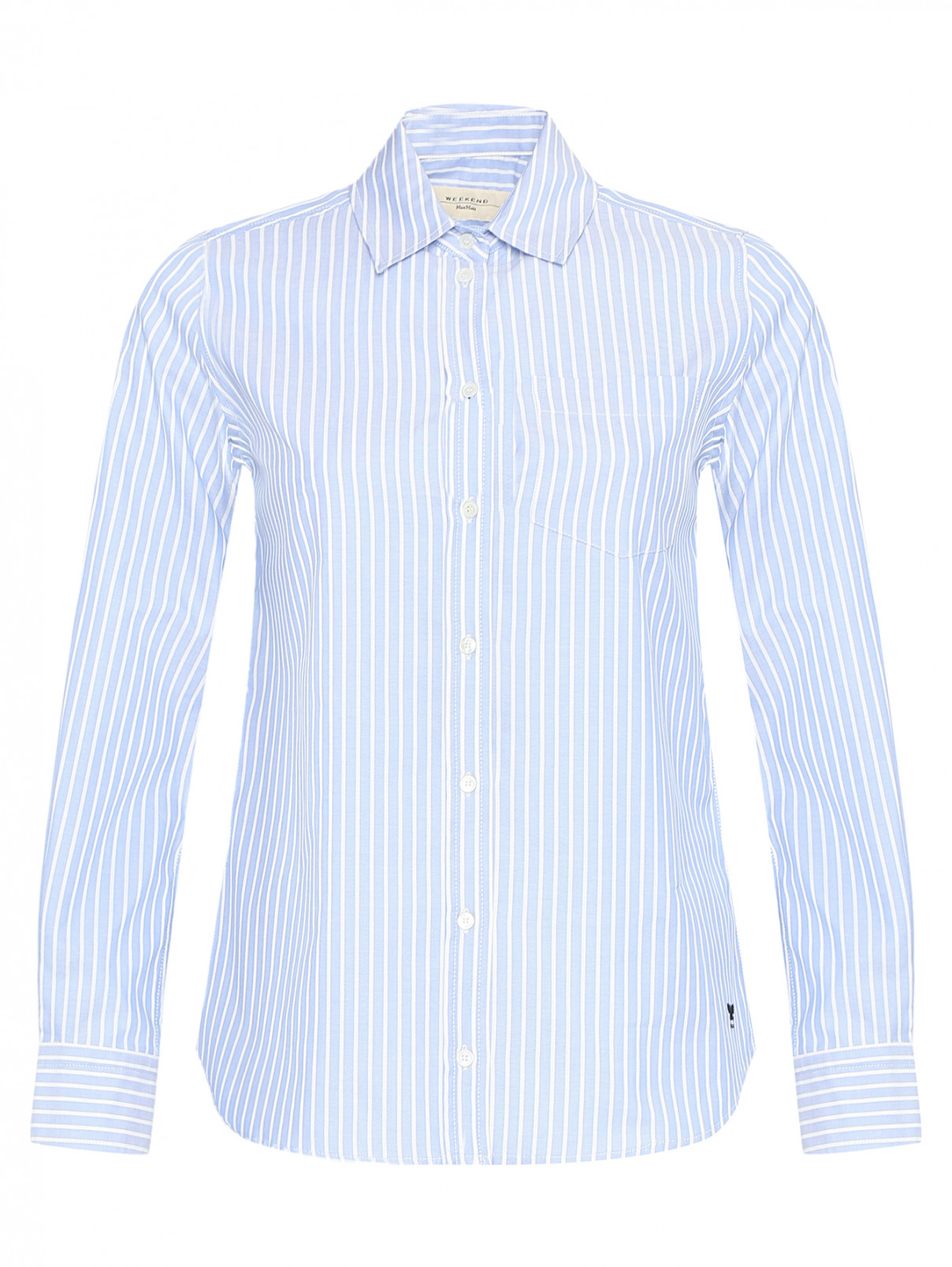 Рубашка из хлопка с узором "Полоска" Weekend Max Mara  –  Общий вид  – Цвет:  Синий