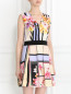 Платье-мини из хлопка с цветочным узором Alberta Ferretti  –  Модель Верх-Низ