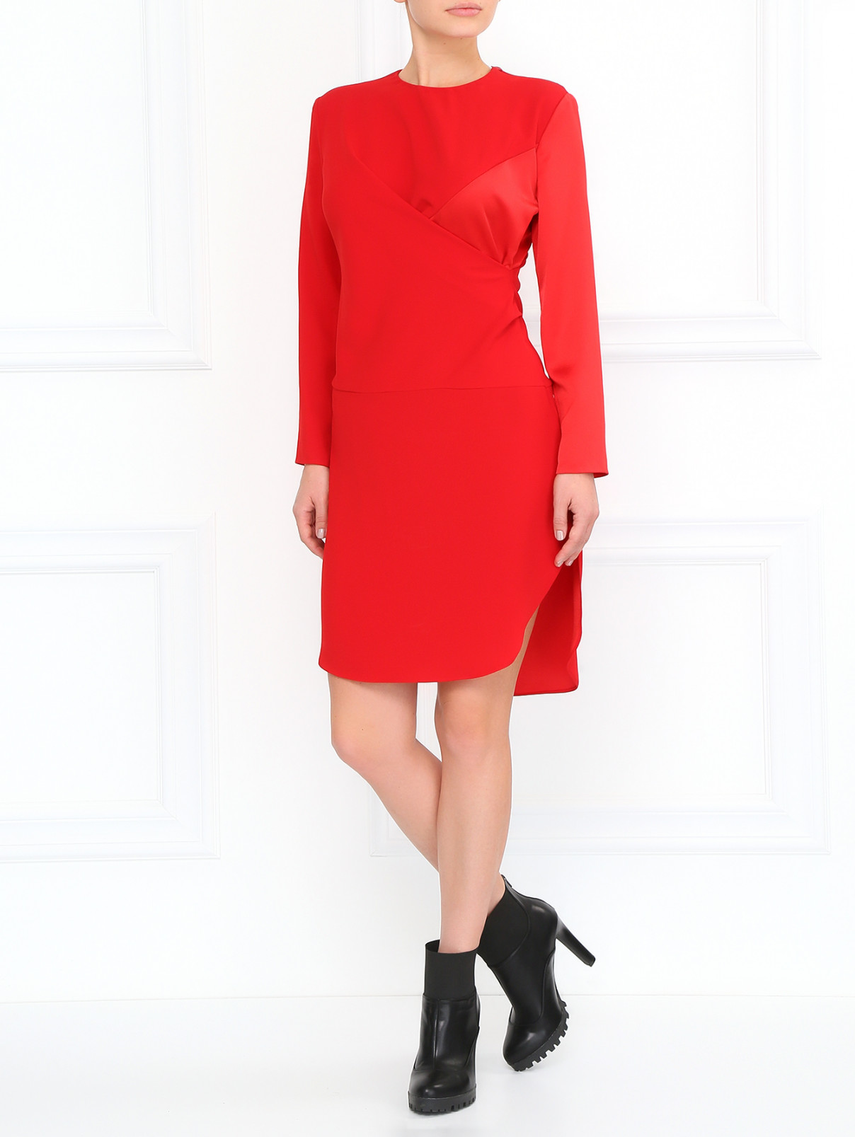 Мини-платье с длинными рукавами Carven  –  Модель Общий вид  – Цвет:  Красный