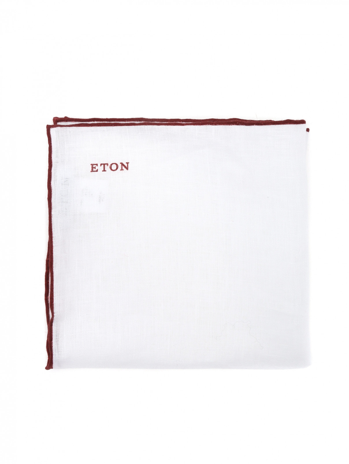 Платок карманный изо льна с контрастной отделкой Eton  –  Общий вид  – Цвет:  Белый
