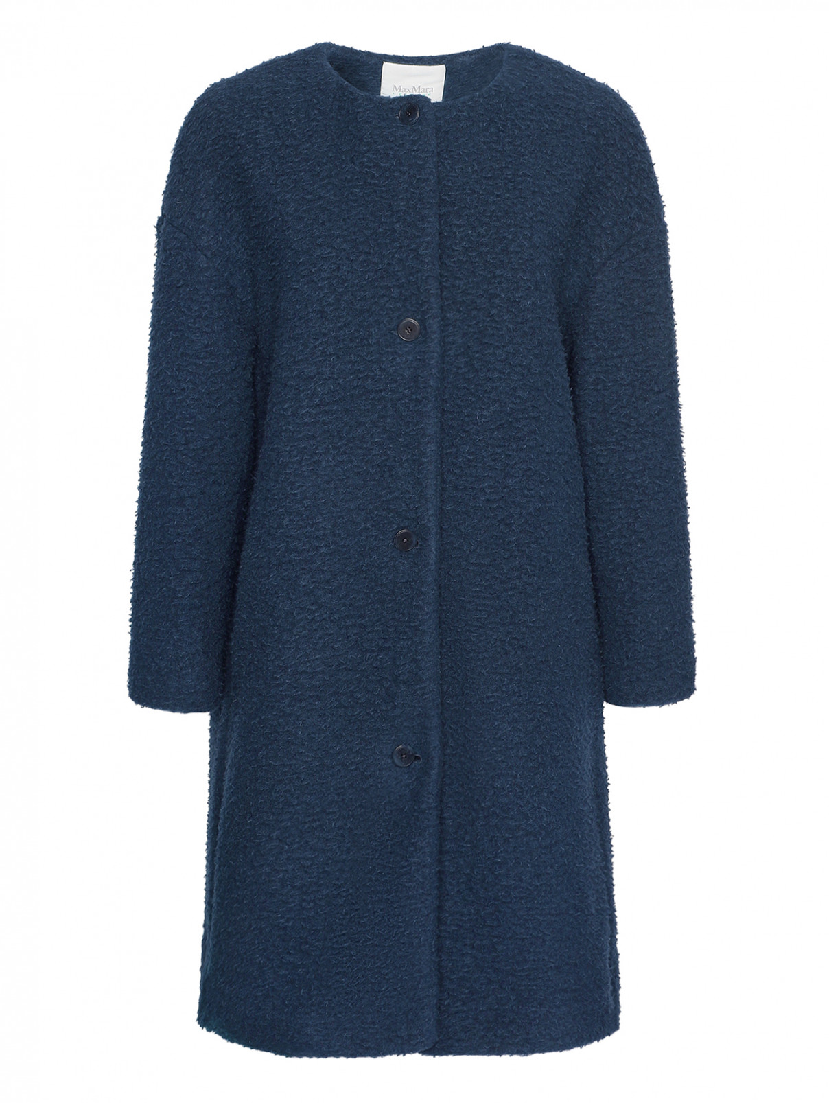 Однобортное пальто из смешанной шерсти Max Mara  –  Общий вид  – Цвет:  Синий