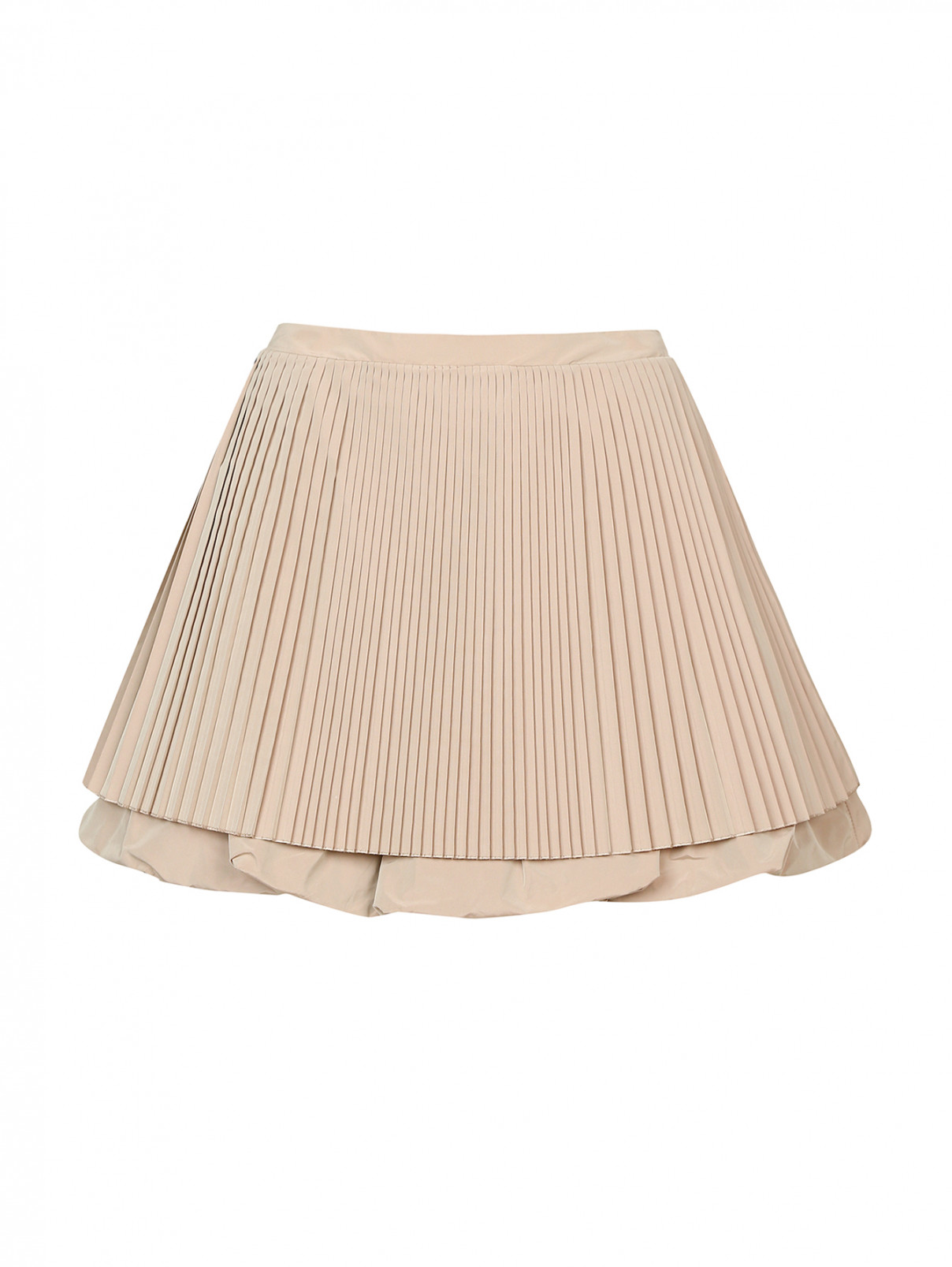 Двойная юбка-мини с плиссировкой JO NO FUI  –  Общий вид  – Цвет:  Бежевый