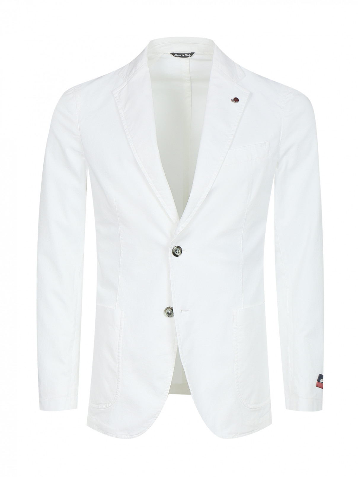 Пиджак однобортный из хлопка BOSCO  –  Общий вид  – Цвет:  Белый