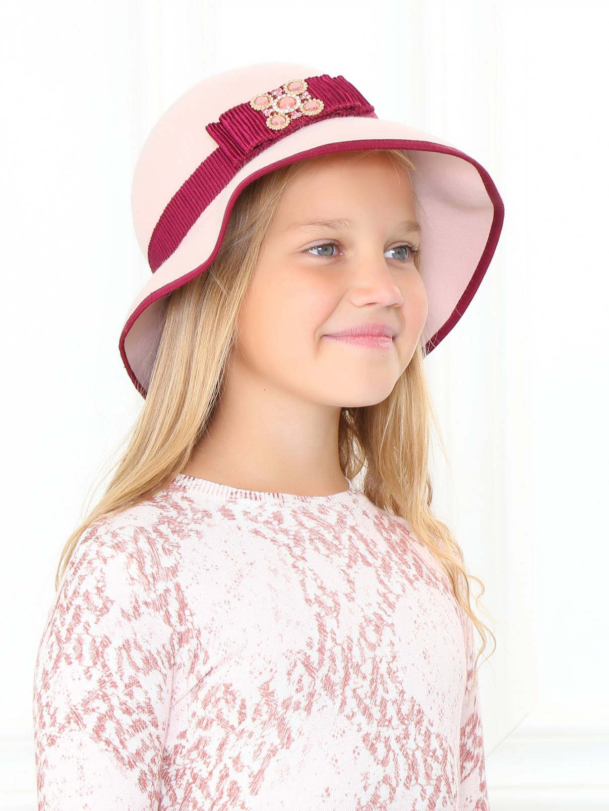 Фетровая шляпа с контрастным декором I Pinco Pallino  –  Модель Общий вид  – Цвет:  Розовый
