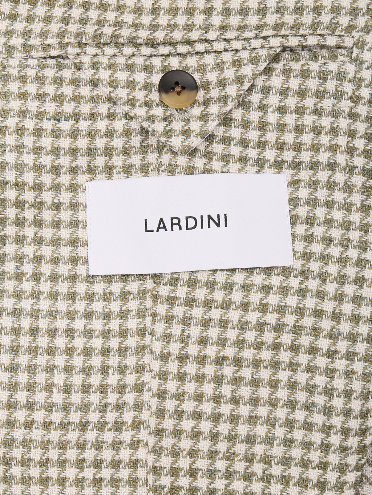 Пиджак однобортный из шерсти и льна LARDINI  –  Деталь1  – Цвет:  Зеленый