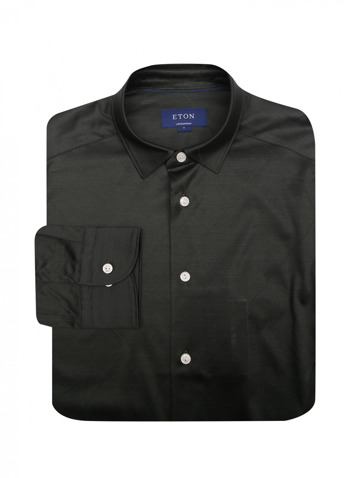 Рубашка из хлопка с вышивкой Eton  –  Общий вид  – Цвет:  Зеленый