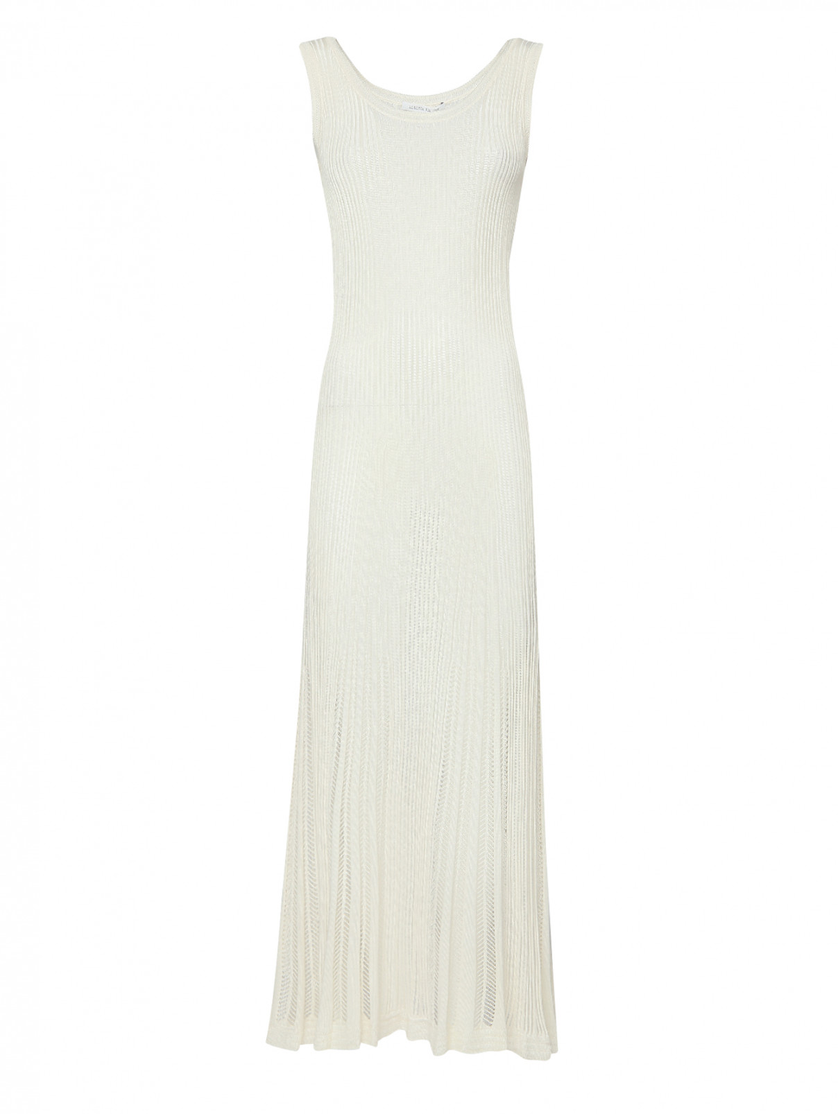 Платье-макси из шелка без рукавов Alberta Ferretti  –  Общий вид  – Цвет:  Белый