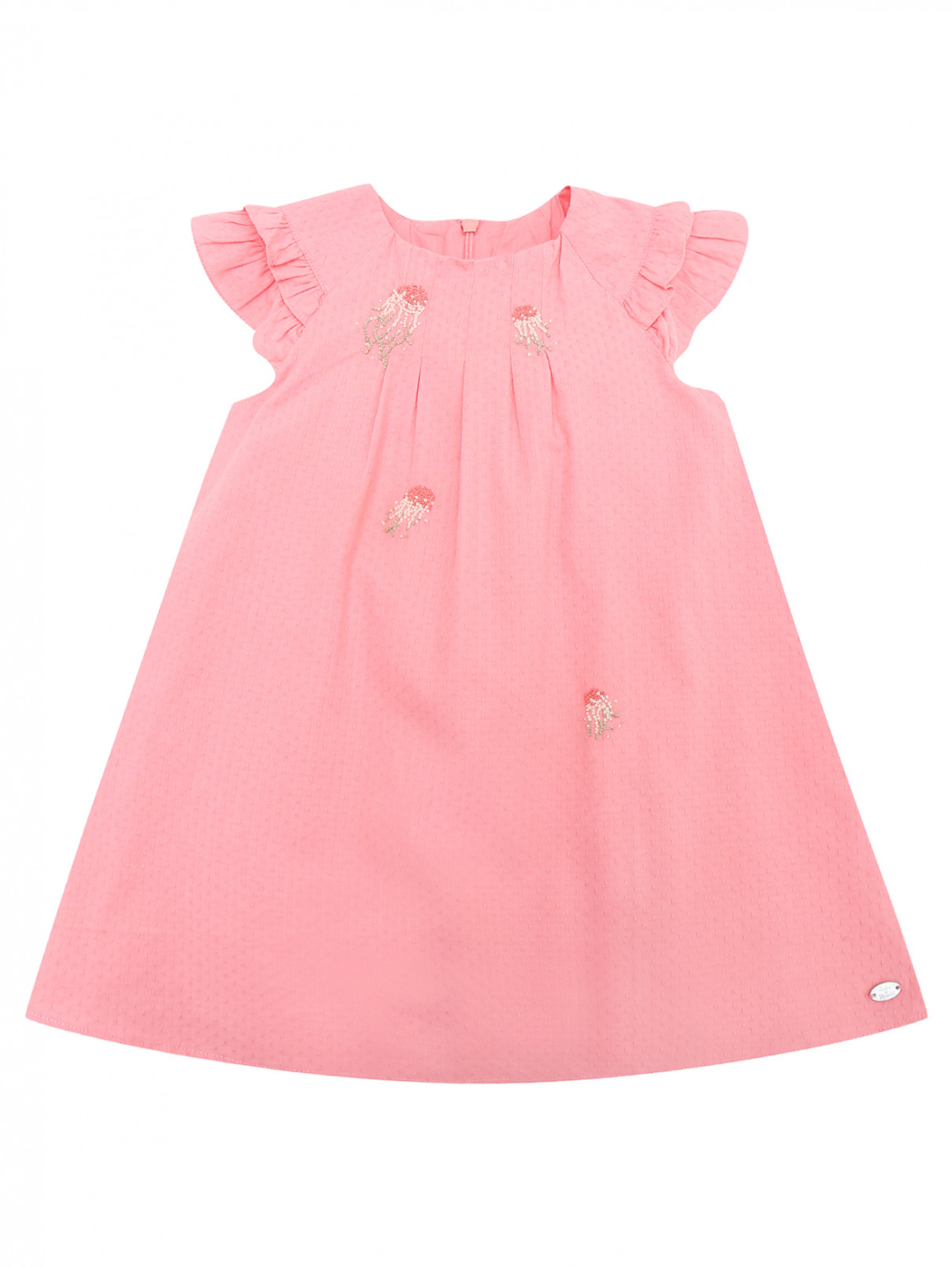 Платье хлопковое с вышивкой Tartine Et Chocolat  –  Общий вид  – Цвет:  Розовый