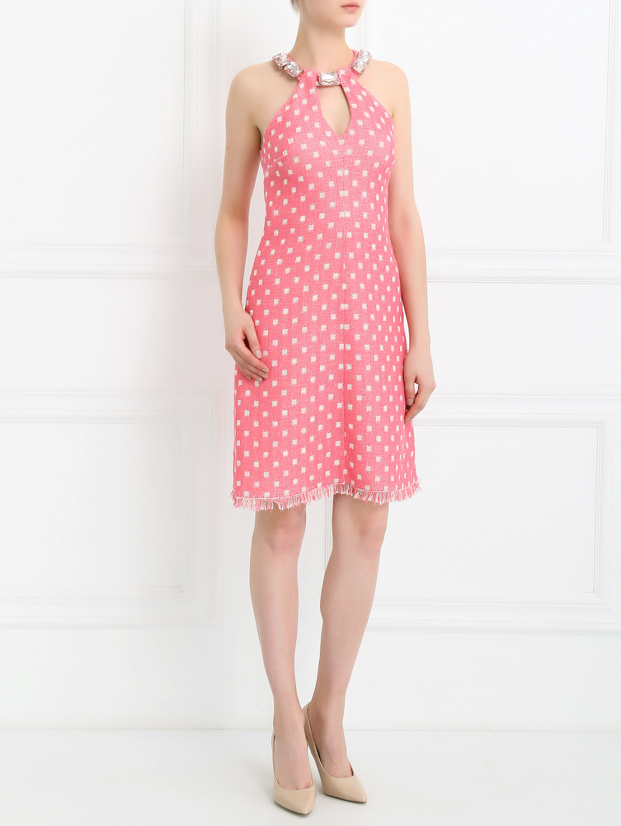 Платье-мини декорированное камнями Moschino Cheap&Chic  –  Модель Общий вид  – Цвет:  Розовый