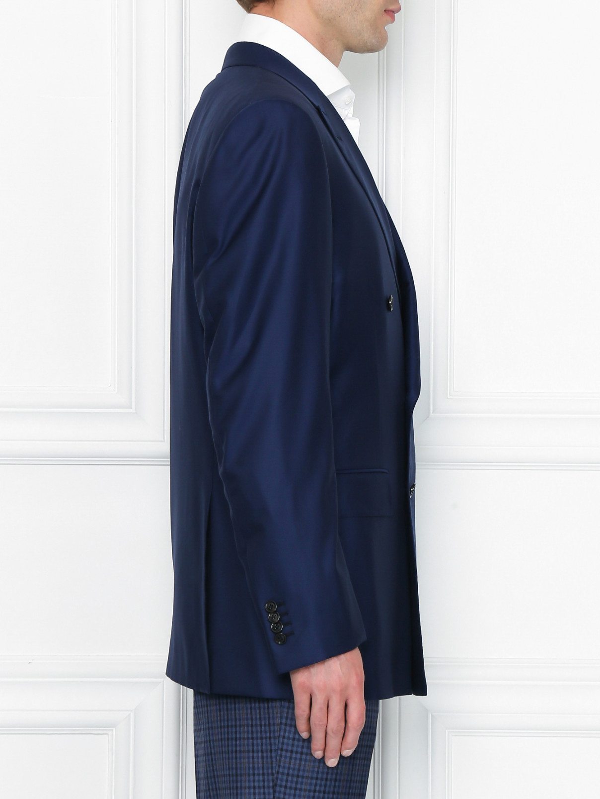 Двубортный пиджак из шерсти Ermenegildo Zegna  –  МодельВерхНиз2  – Цвет:  Синий