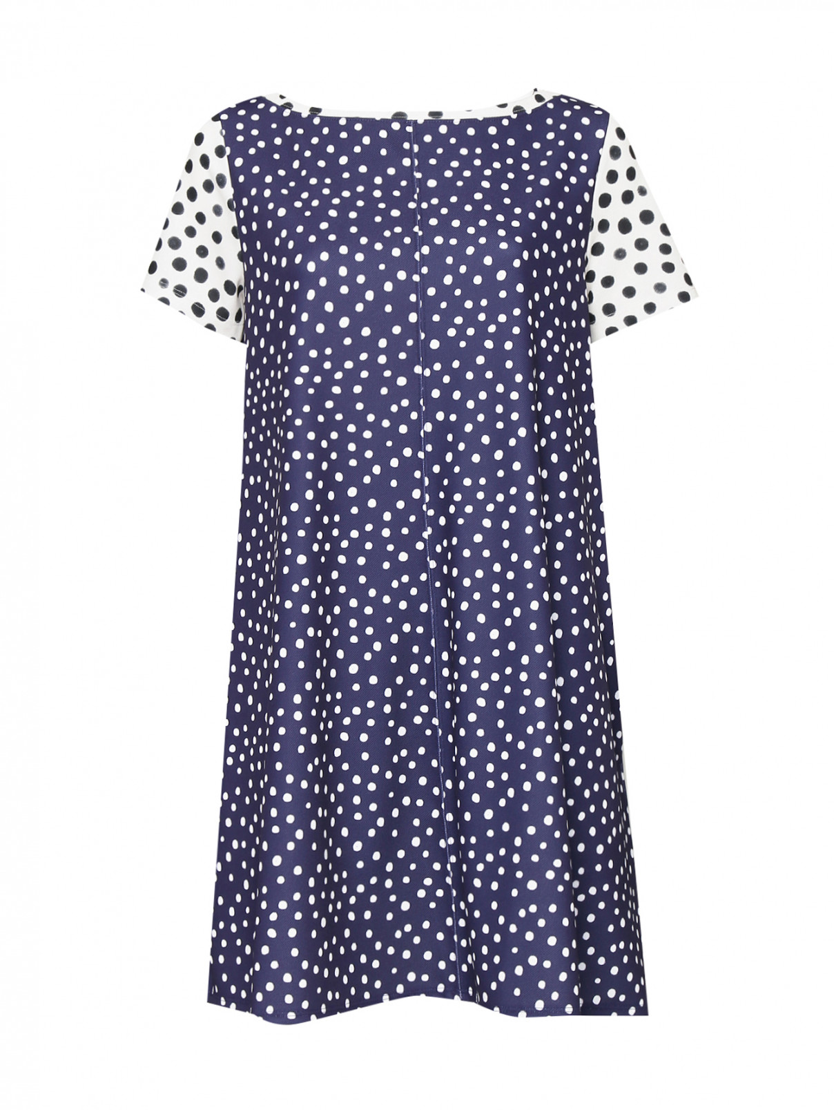 Платье свободного кроя с узором "полька-дот" Max&Co  –  Общий вид  – Цвет:  Синий