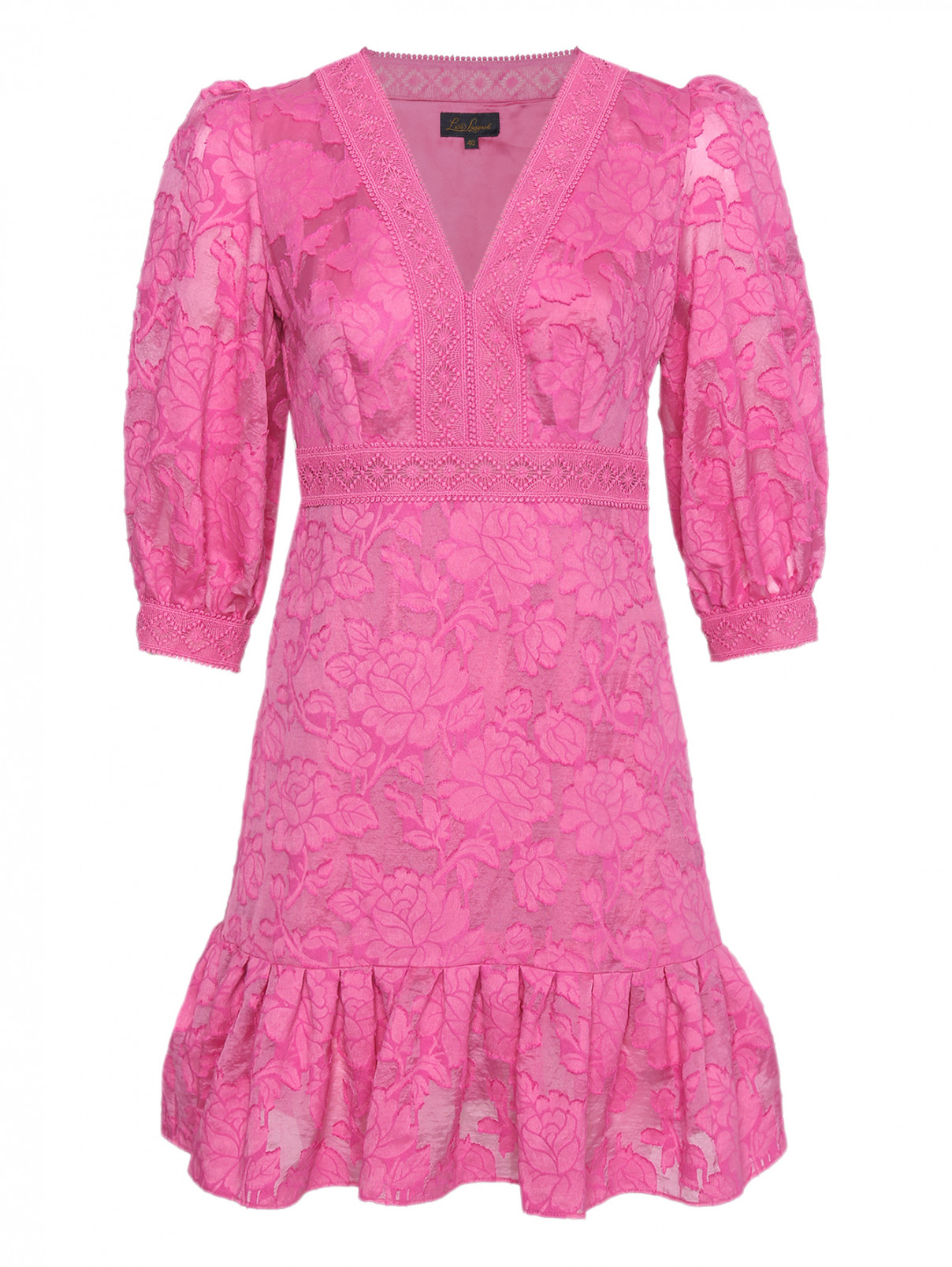 Платье-мини с рукавами 3/4 Luisa Spagnoli  –  Общий вид  – Цвет:  Розовый