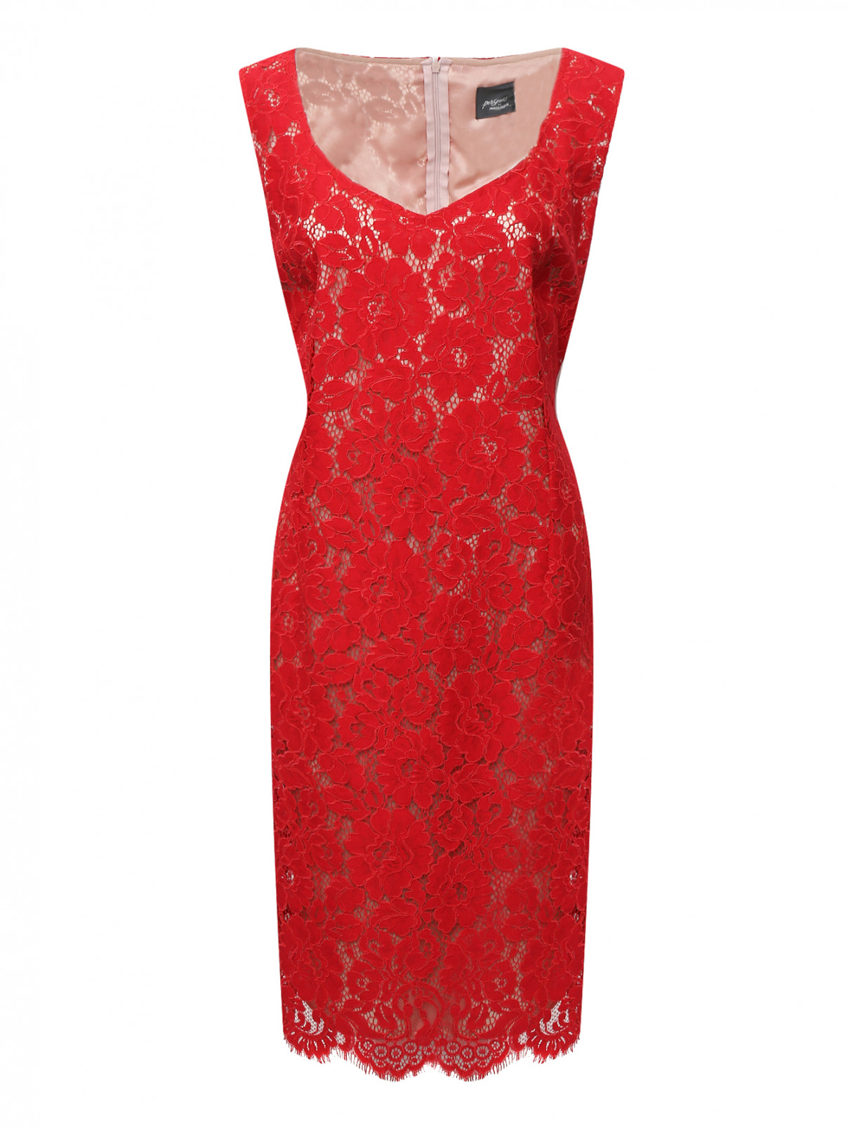 Платье с кружевным узором Persona by Marina Rinaldi  –  Общий вид  – Цвет:  Красный