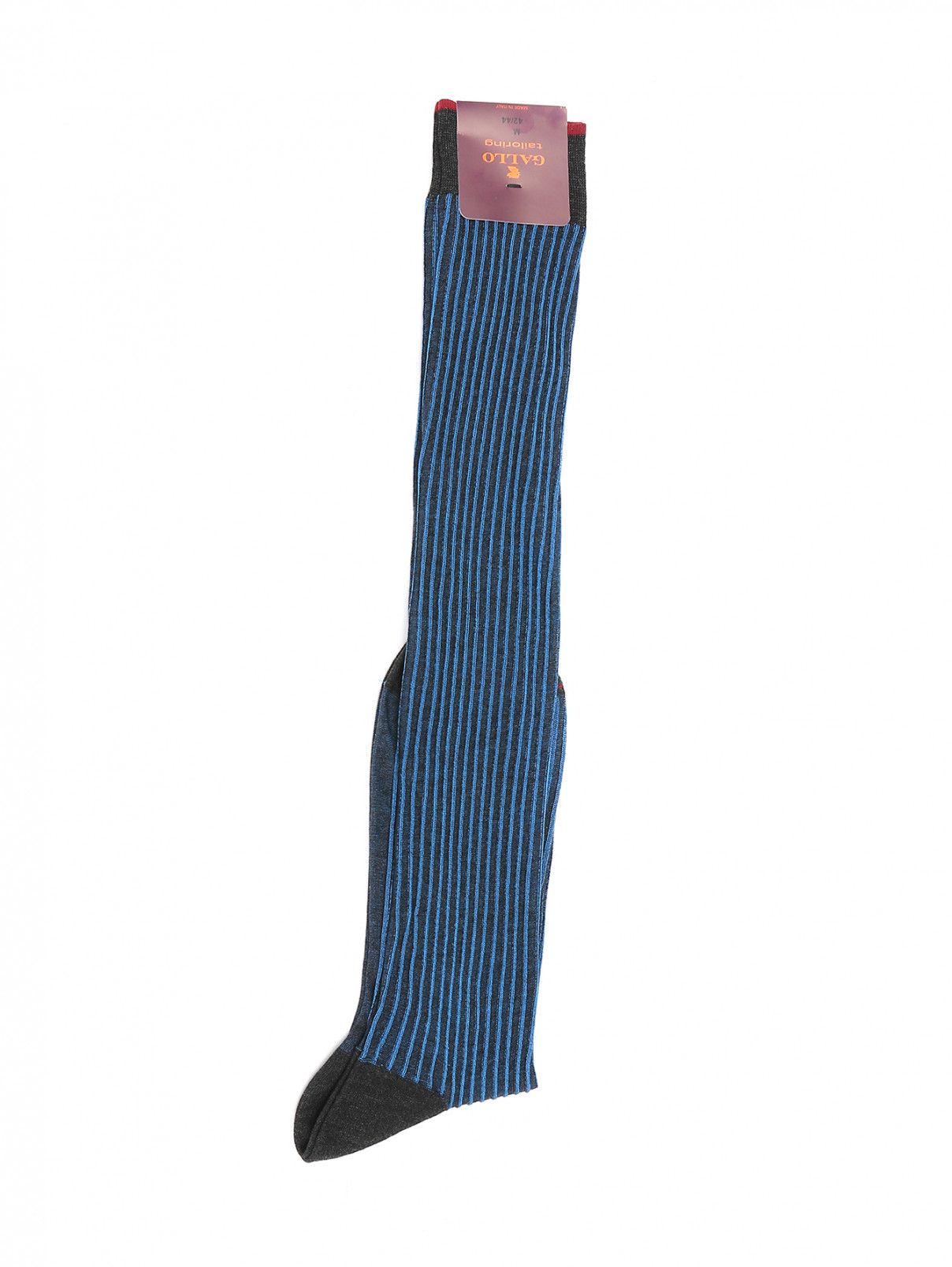 Носки из хлопка с узором полоска Gallo  –  Общий вид  – Цвет:  Синий