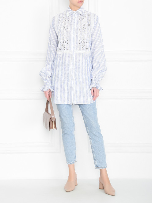 Блуза из льна в полоску Ermanno Scervino - МодельОбщийВид