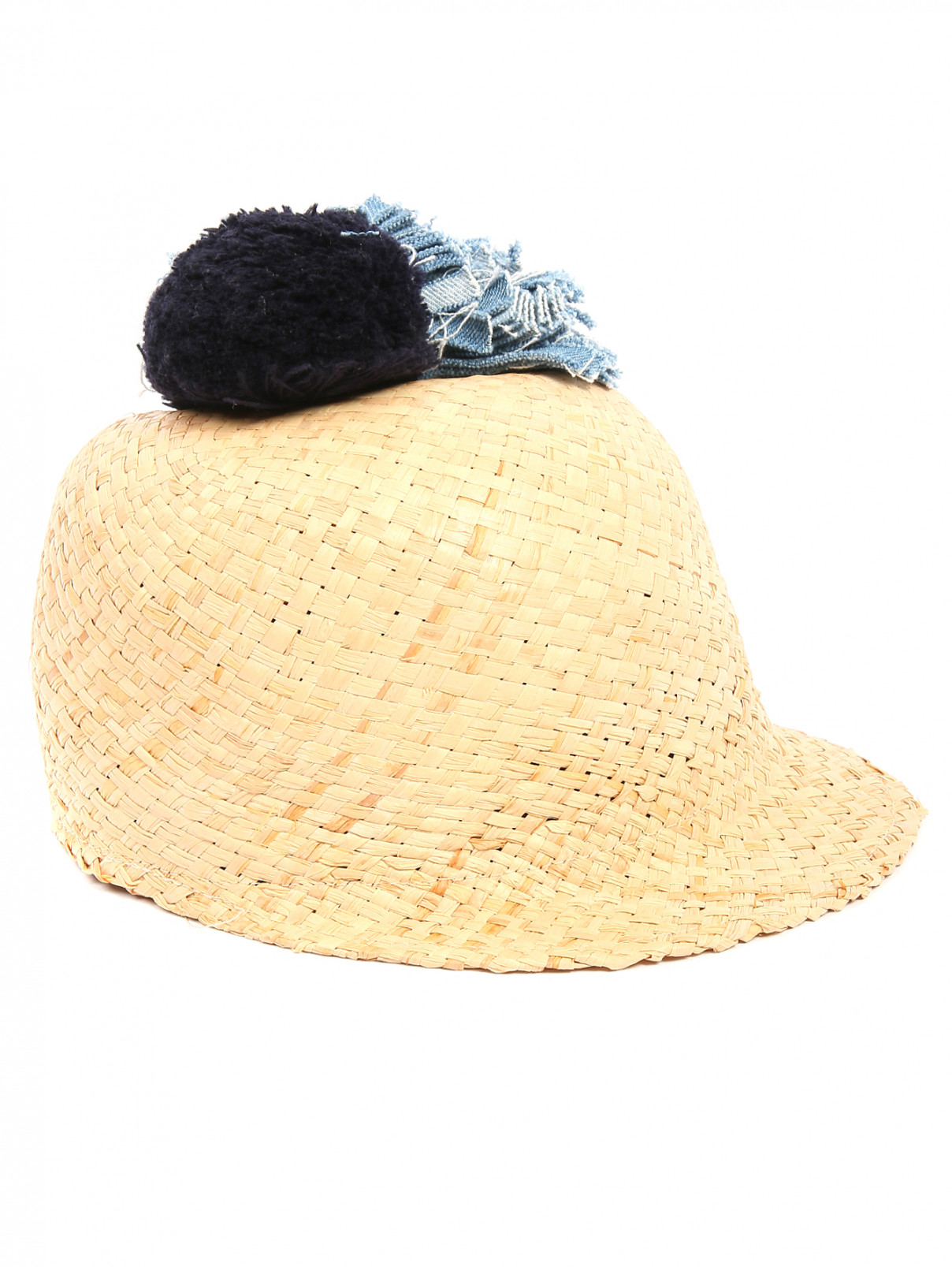 Шляпа из соломы с декоративной отделкой Federica Moretti  –  Обтравка1  – Цвет:  Бежевый