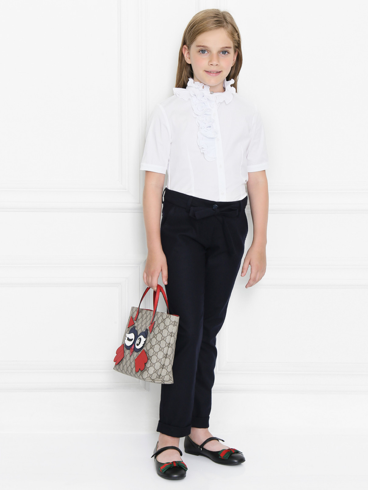 Хлопковая блуза с коротким рукавом Aletta Couture  –  Модель Общий вид  – Цвет:  Белый