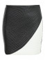 Стеганая юбка-мини из кожи с контрастной отделкой BALMAIN  –  Общий вид