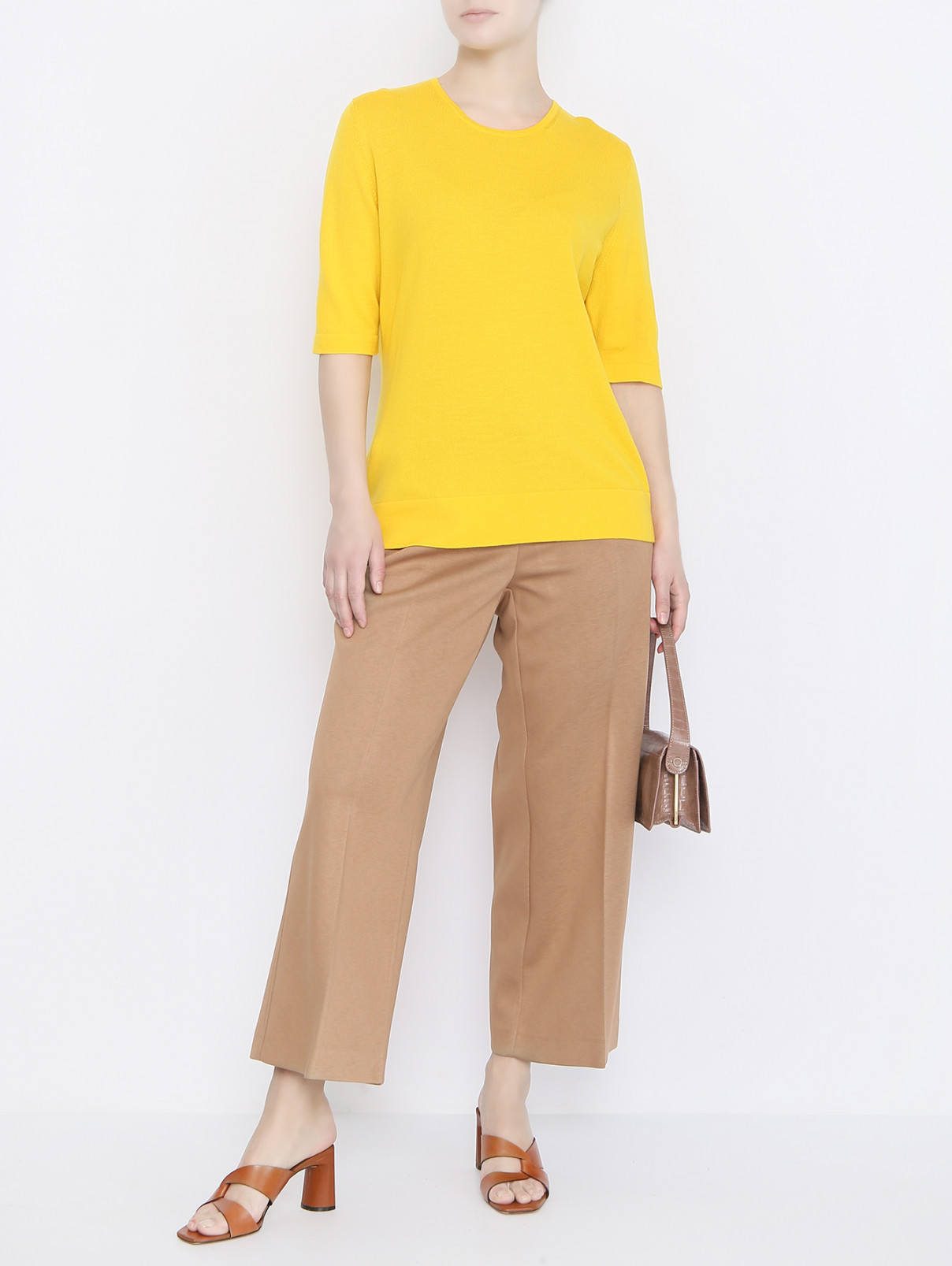 Трикотажные брюки с карманами Marina Rinaldi  –  МодельОбщийВид  – Цвет:  Бежевый