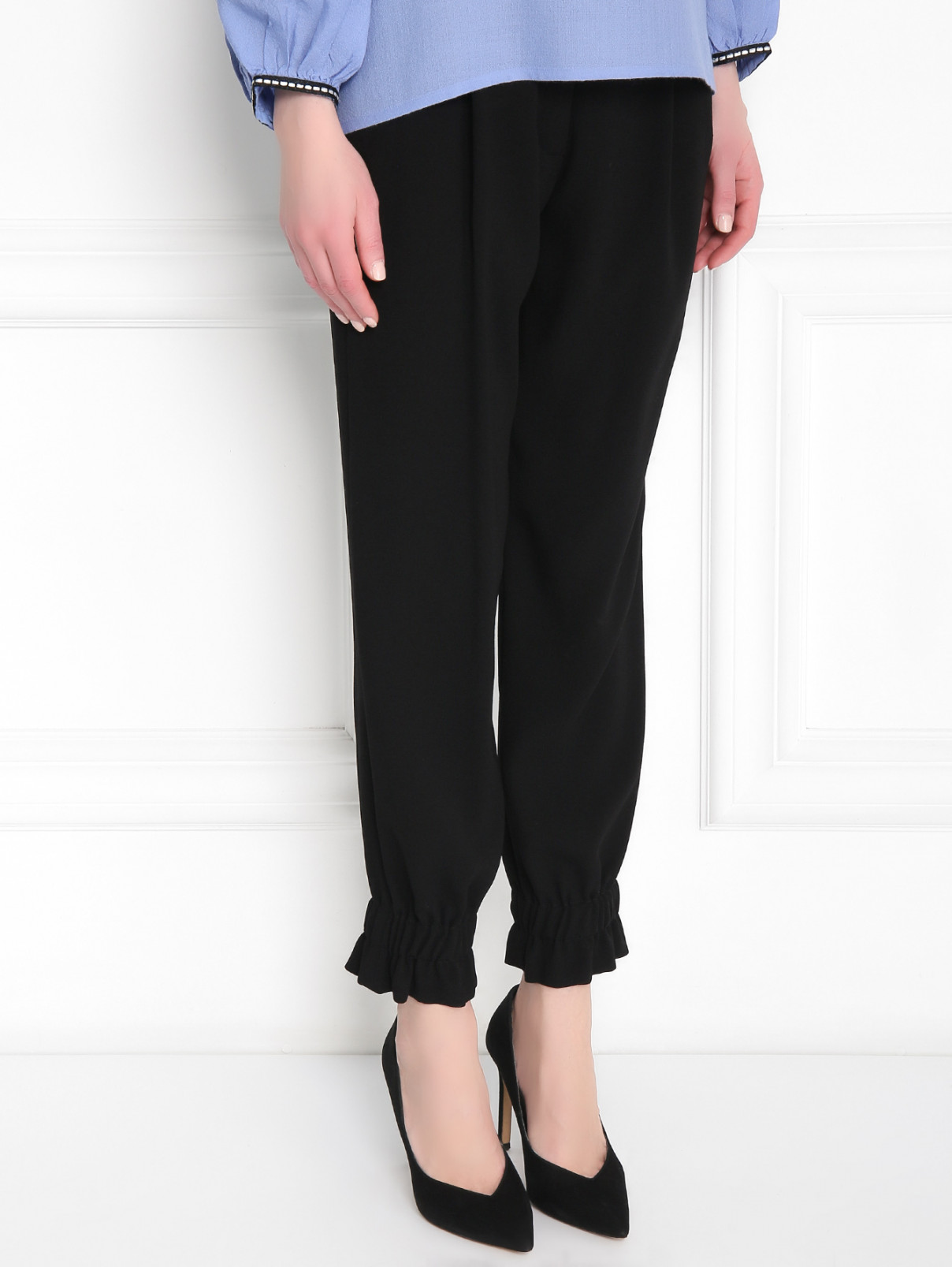 Укороченные брюки со складками Sonia Rykiel  –  МодельВерхНиз  – Цвет:  Черный