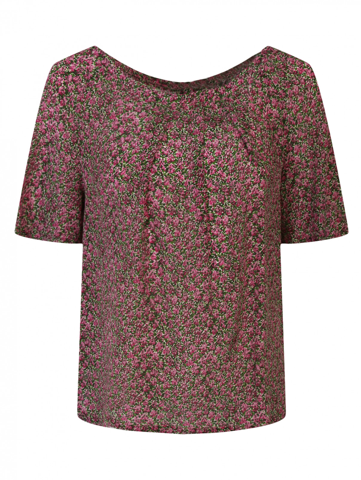 Блуза из шелка с узором и короткими рукавами Weekend Max Mara  –  Общий вид  – Цвет:  Розовый
