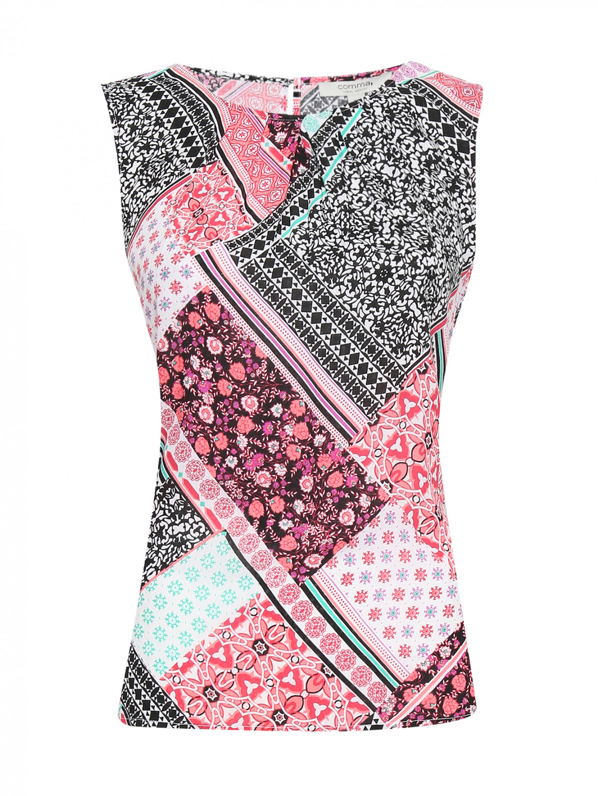Блуза из вискозы без рукавов с узором Comma  –  Общий вид  – Цвет:  Мультиколор