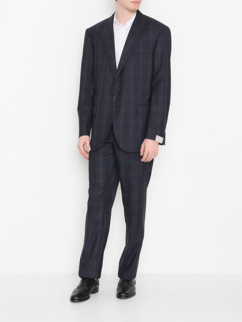 Костюм из шерсти в деликатную клетку Corneliani - МодельОбщийВид