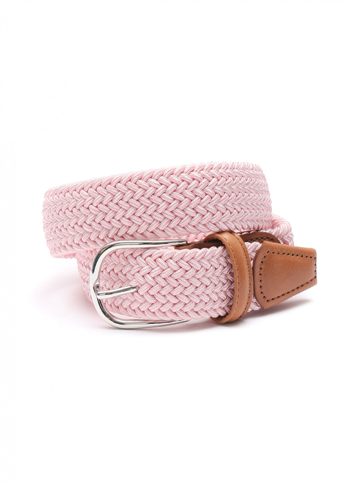 Плетеный ремень с металлической пряжкой BOSCO  –  Общий вид  – Цвет:  Розовый