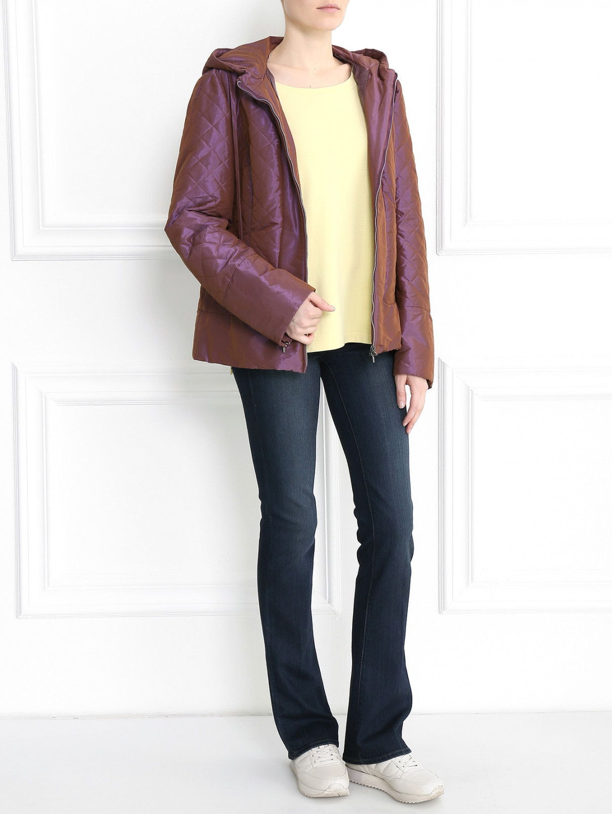 Стеганая куртка с капюшоном Mariella Burani  –  Модель Общий вид  – Цвет:  Фиолетовый