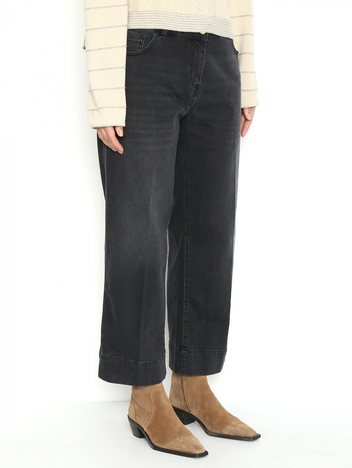 Укороченные джинсы из темного денима Persona by Marina Rinaldi  –  МодельВерхНиз  – Цвет:  Серый