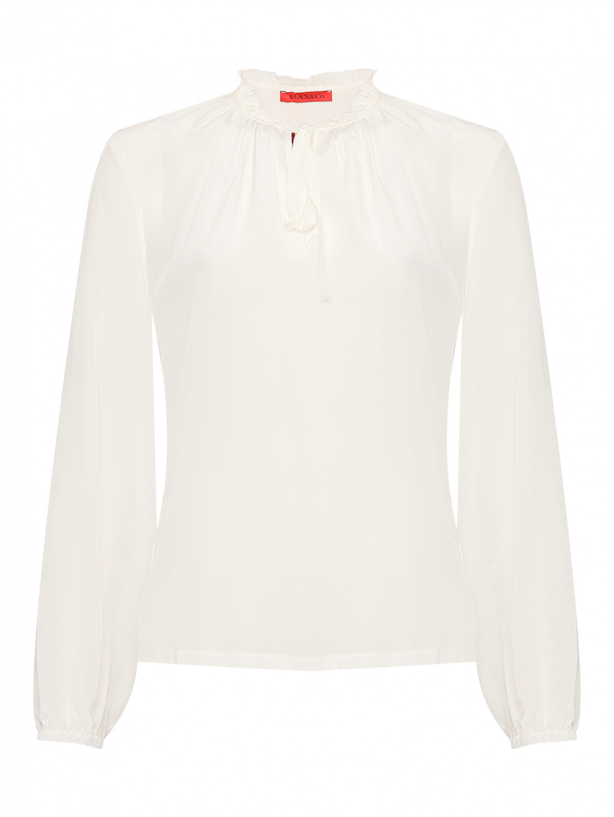 Блуза из шелка с вырезом Max&Co  –  Общий вид  – Цвет:  Белый
