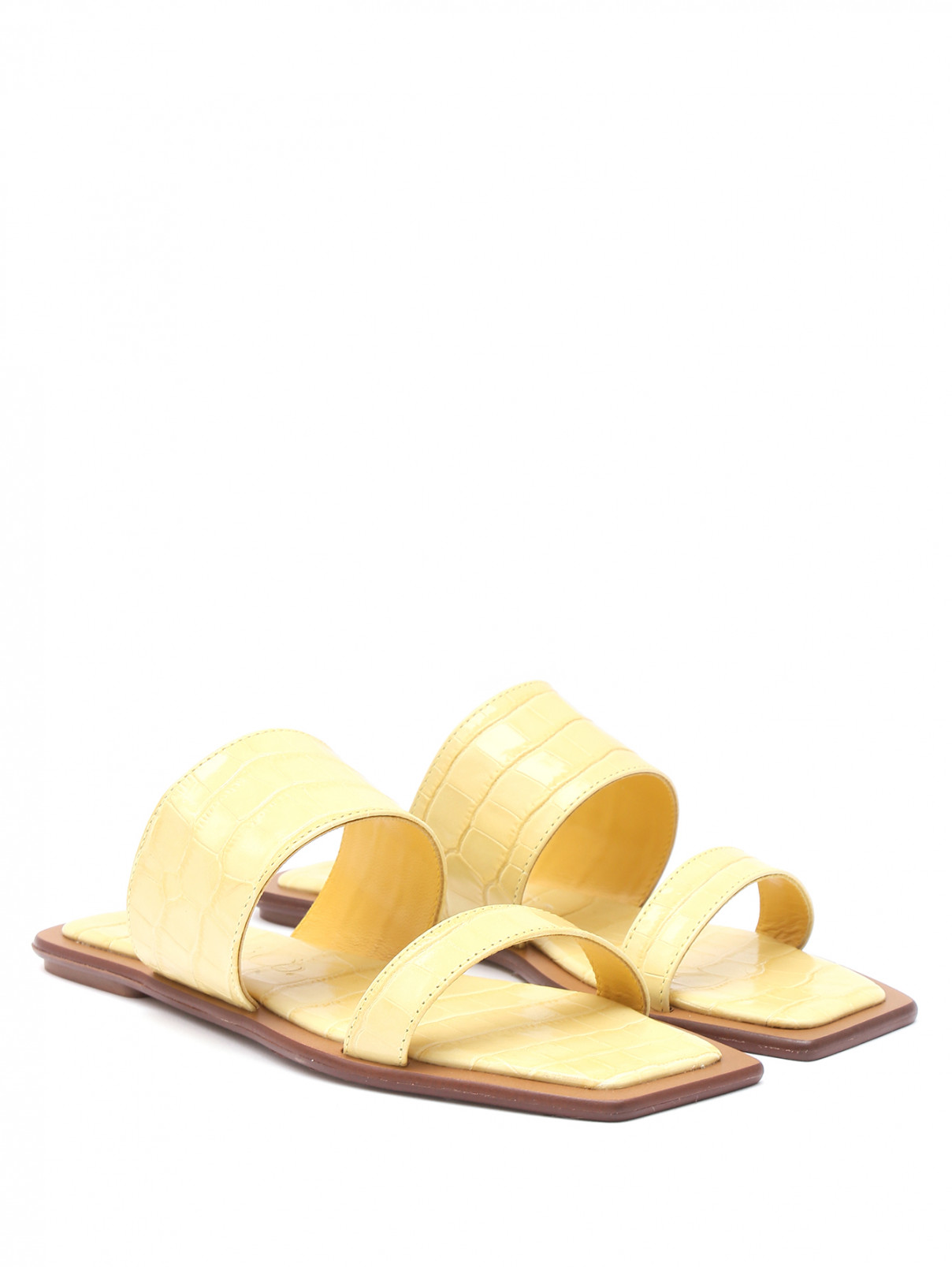 Сандалии из фактурной кожи Max&Co  –  Общий вид  – Цвет:  Желтый