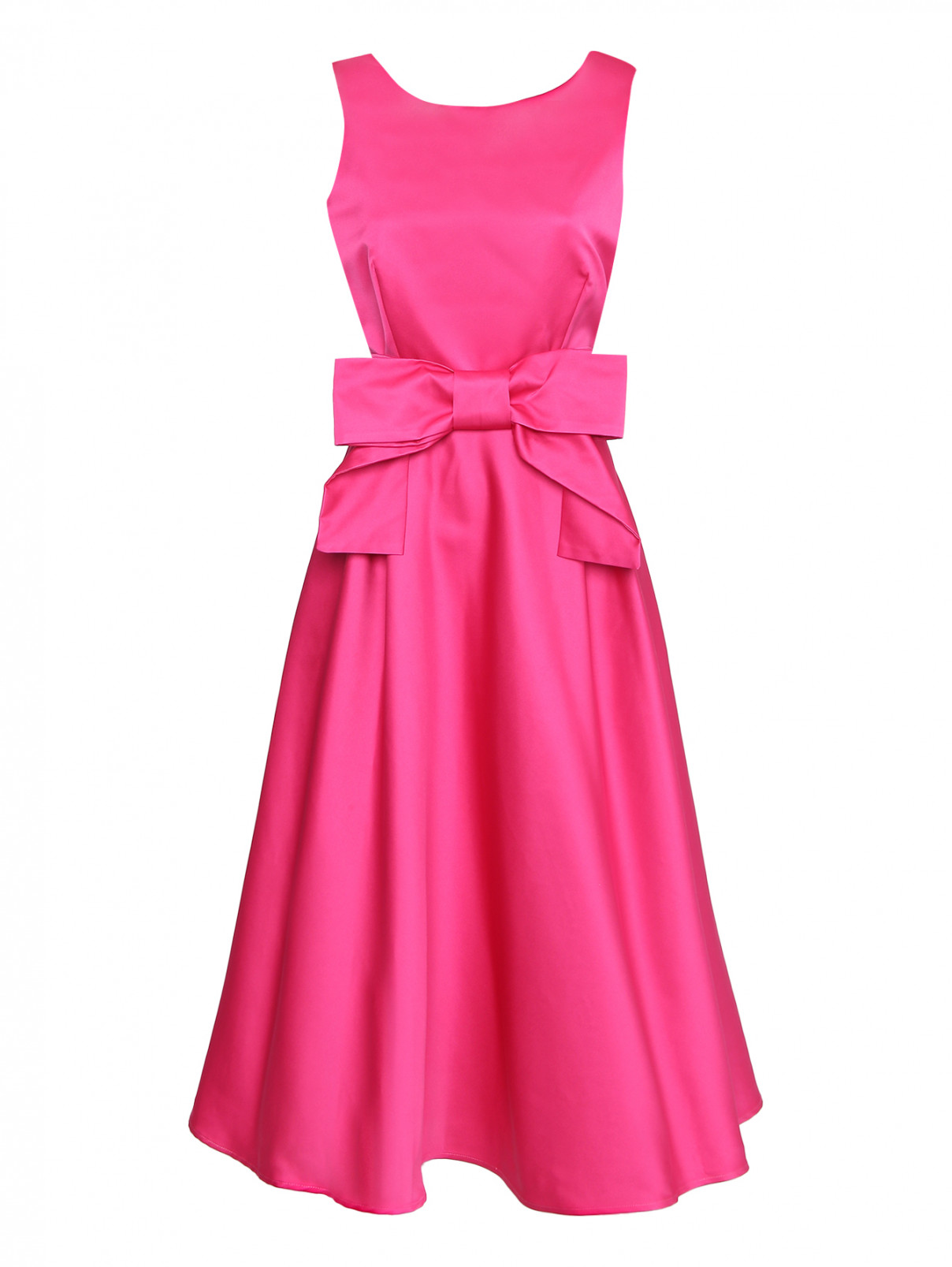 Атласное платье с поясом P.A.R.O.S.H.  –  Общий вид  – Цвет:  Розовый