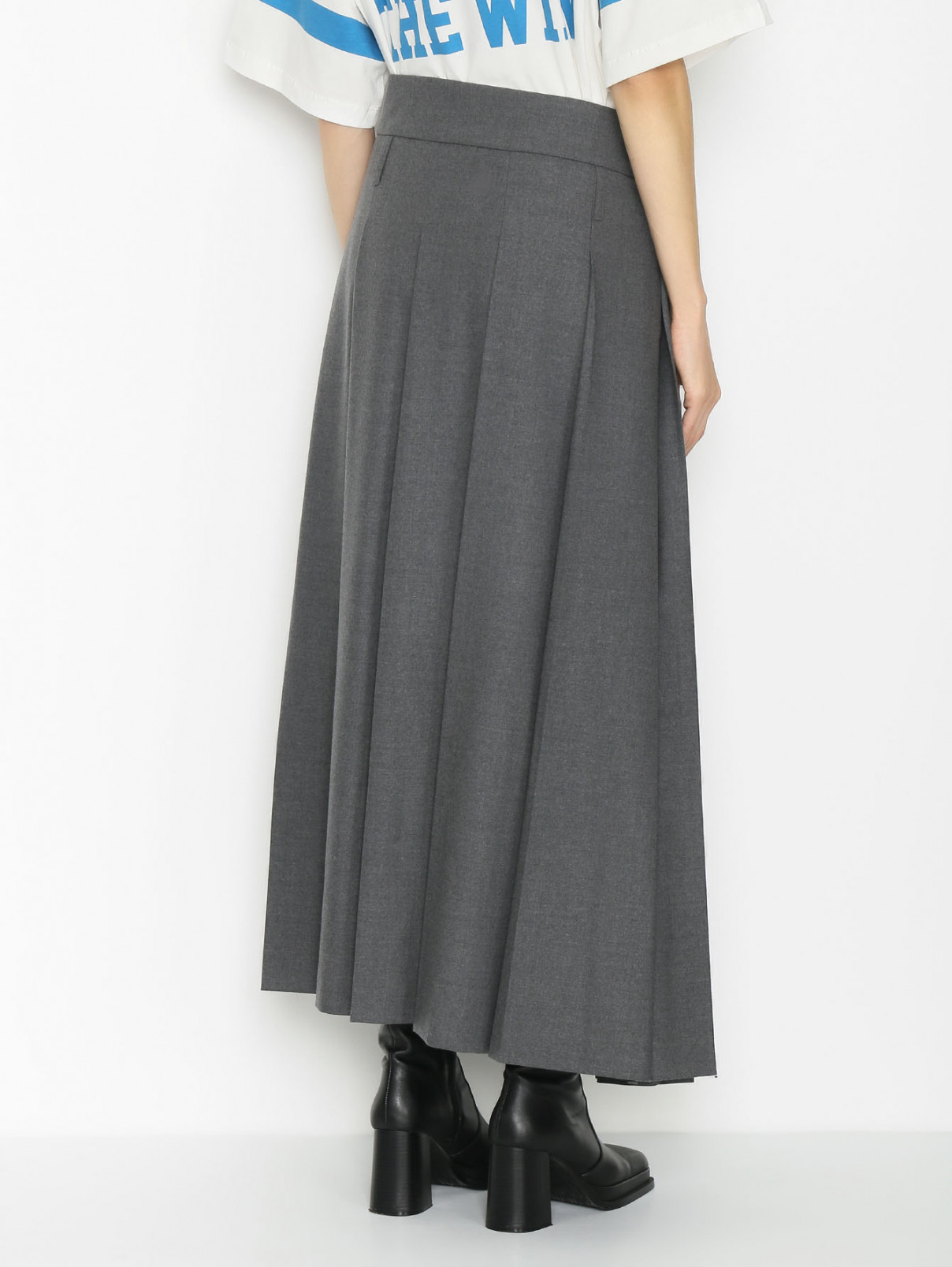 Плиссированная юбка из шерсти Sportmax  –  МодельВерхНиз1  – Цвет:  Серый