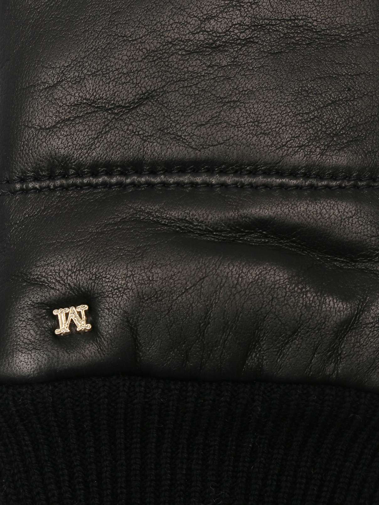 Варежки из кожи и шерсти с логотипом Max Mara  –  Деталь1  – Цвет:  Коричневый