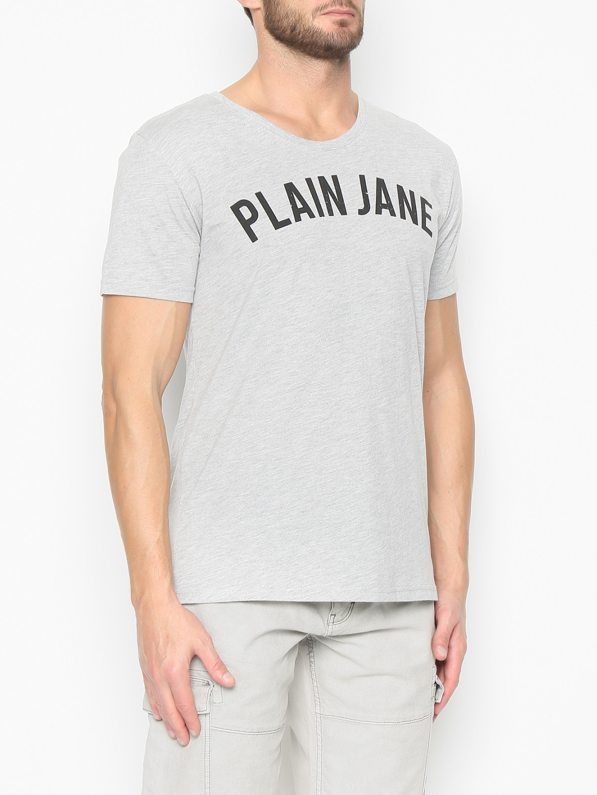 Футболка из смешанного хлопка с логотипом Plain Jane Homme  –  МодельВерхНиз